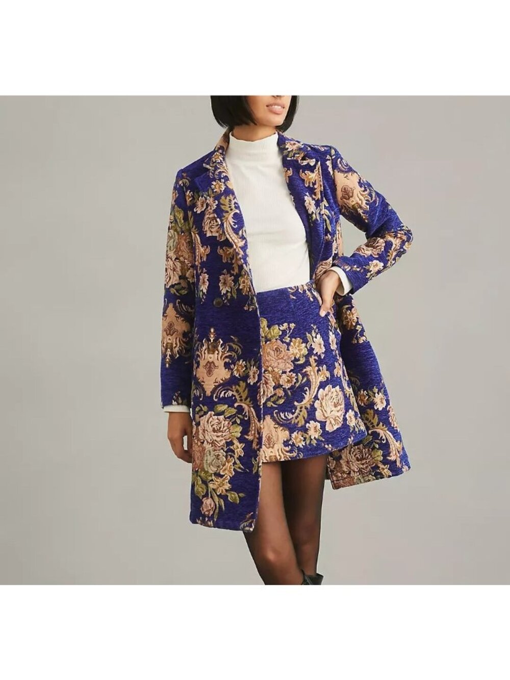 Anthropologie Floral Brocade Coat Vintage Cosplay Elegant Tapestry Womens 6